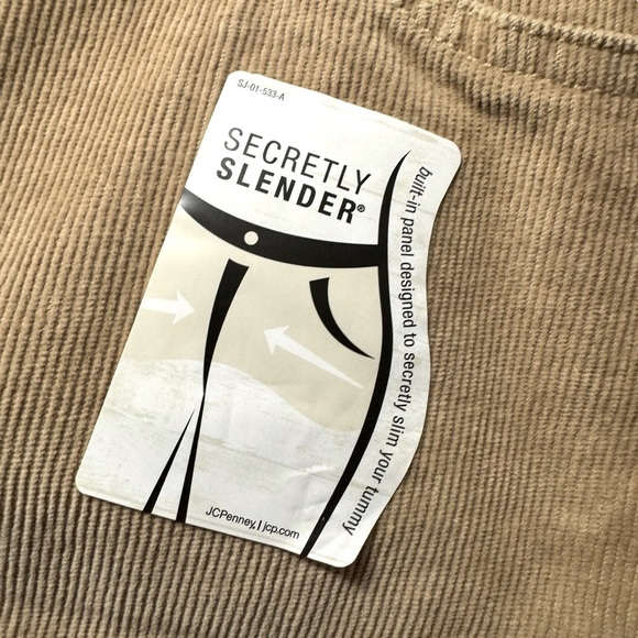 NWT St John’s Bay Corduroy Secretly Slender Boot Cut jeans pants tan women’s 8 - Picture 6 of 14